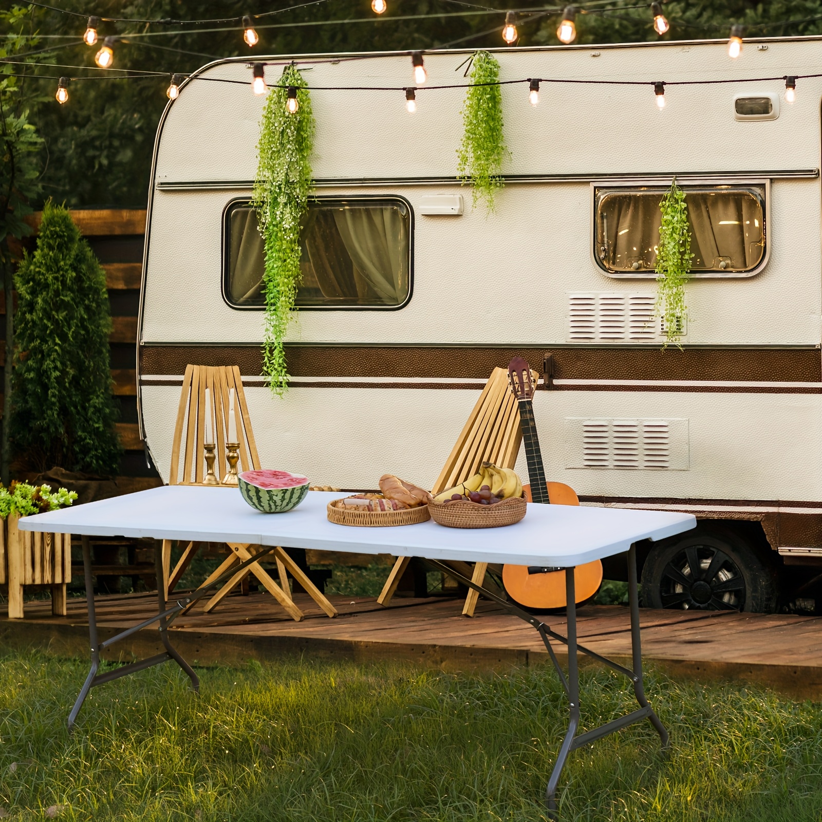 

[reliable Use] Compact & Portable Wooden Folding Table For Car Use - Ideal For Road Trips, Camping, Picnics | Space-saving Design, Material, Easy To Carry