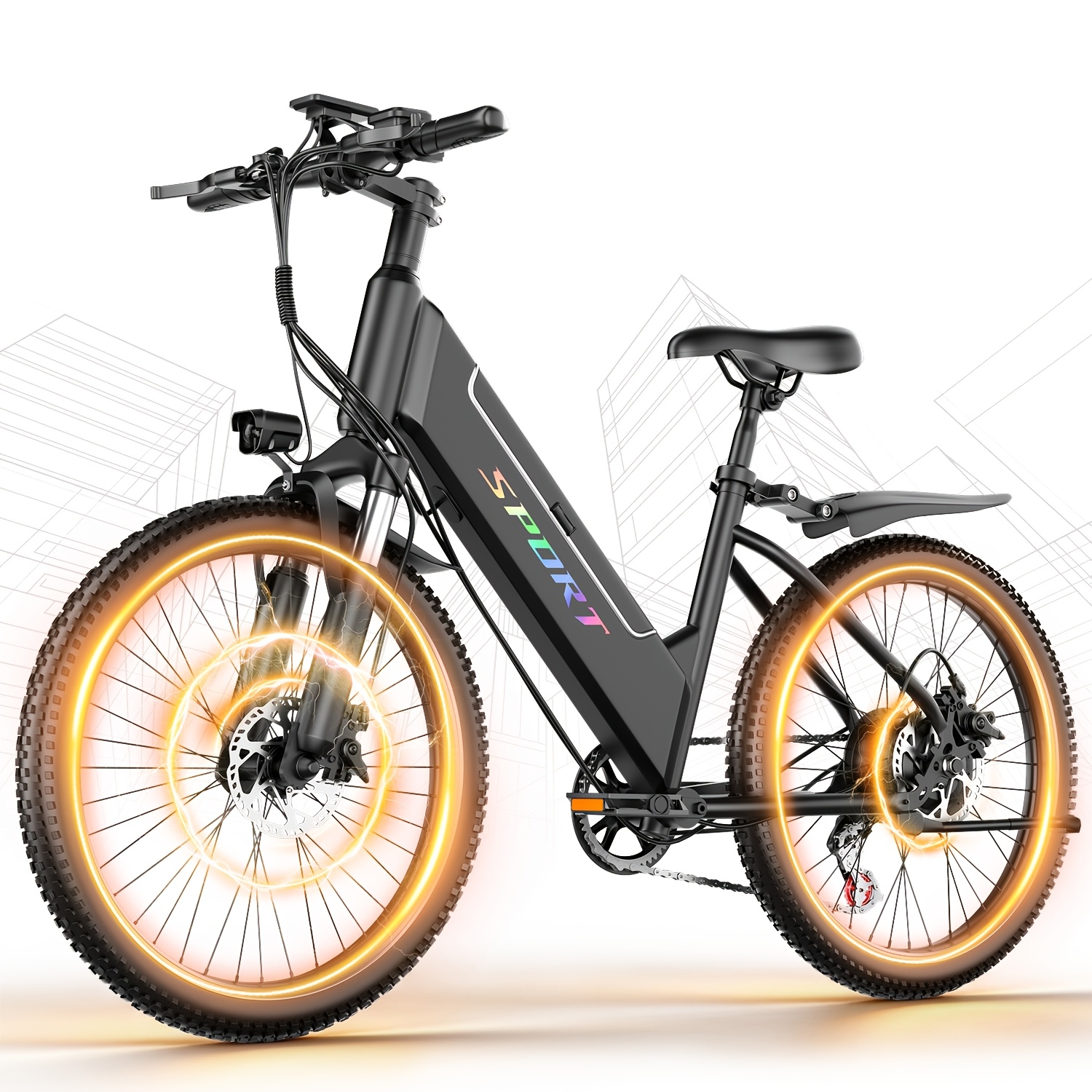 adult electric bike 749w motor 48  4ah battery 27 9mph up to   range   with lcd   suspension 365 lbs load capacity   commuting and off  