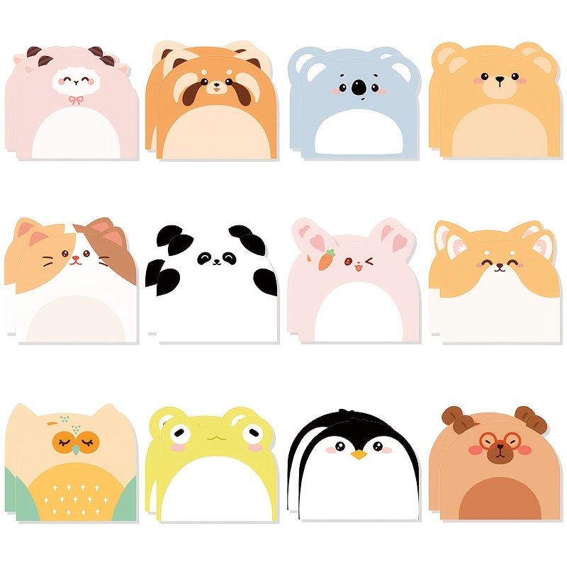 TEMU 360 Feuilles, 30 Feuilles X 12 , Notes Autocollantes de Irrégulière à Mignons de Chat, Chiot et Autres Animaux pour Scrapbooking DIY, Décoration