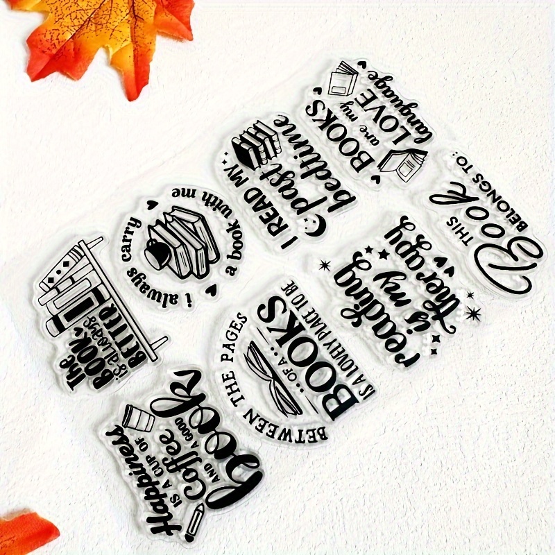 Image of 1pc Transparent Stamp Card For Making Decorative Scrapbooks, Reading Books, Coffee-themed Rubber Stamps, Suitable For Library Cards, Photo Albums, Diaries, Gift Decorations, Crafts