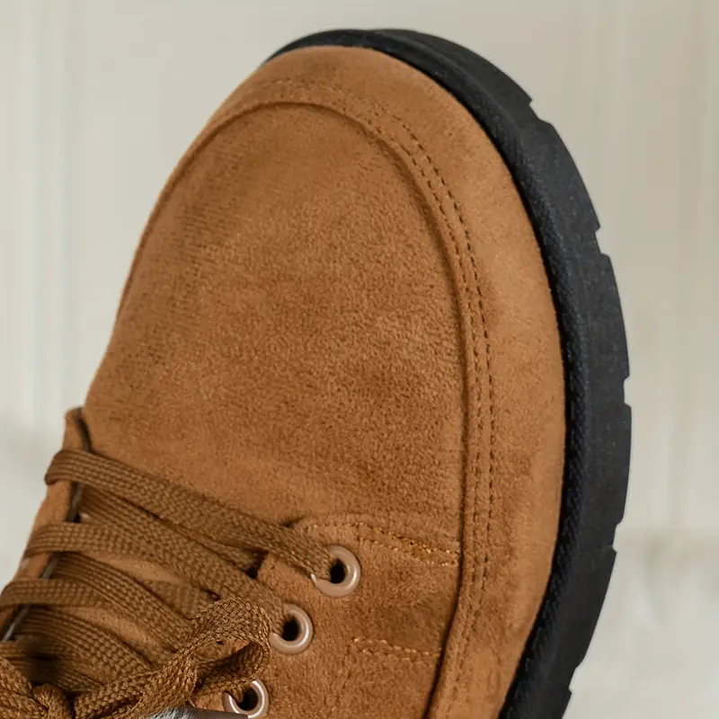 womens winter snow boots with plush collar pu sole slip on lace top warm ankle shoes round toe traction for multi color options black dark cozy cold weather footwear Product details 8