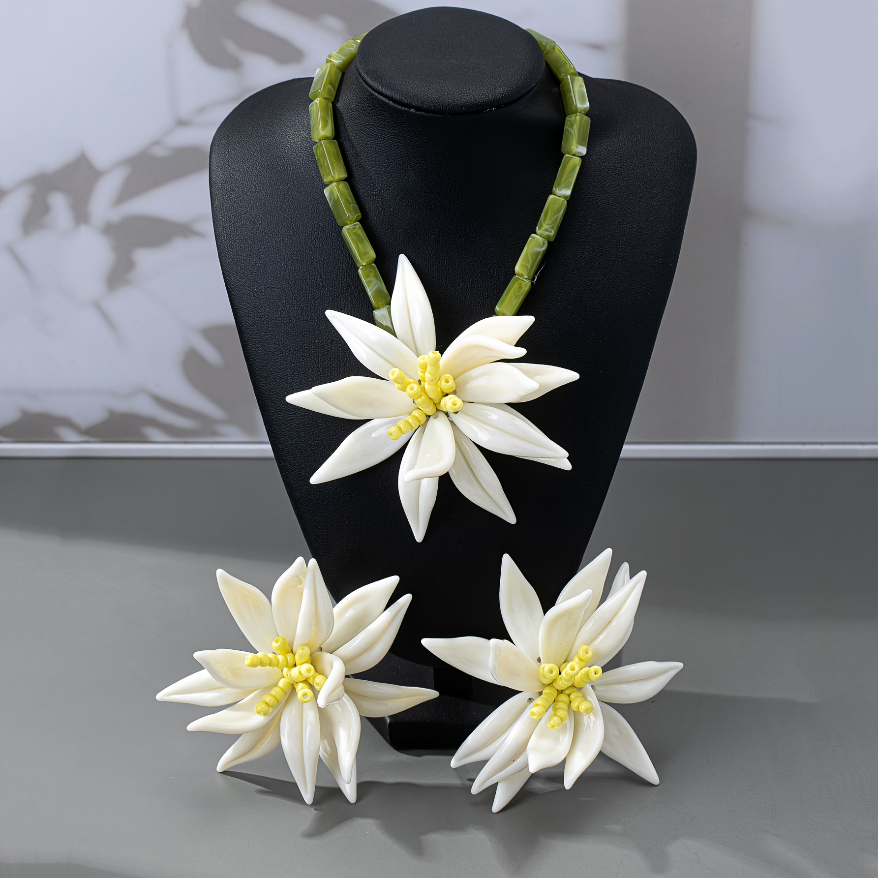 Romantic Floral Beaded Necklace & Earrings Set, Elegant Gift