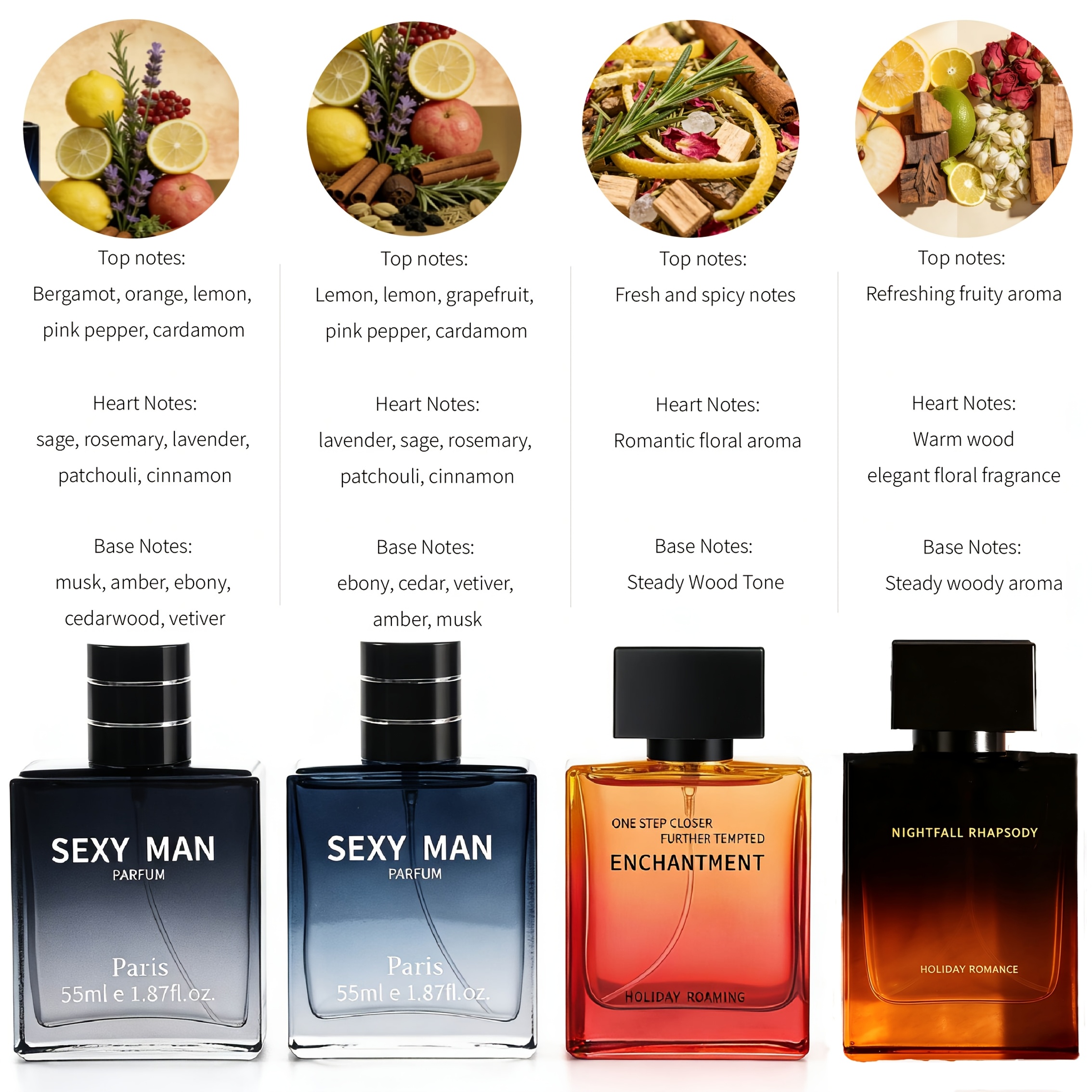 Image of 55ml*2+50ml*2, Floral Perfume For Men, , Long-lasting Romantic Perfume, Beautifully Designed, Unique Shape, Holiday Gifts, Daily Is Very Suitable For
