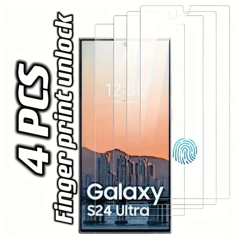 E-shop 4 Stück Displayschutzfolien aus gehärtetem Glas für Samsung Galaxy S24 Ultra, blasenfrei