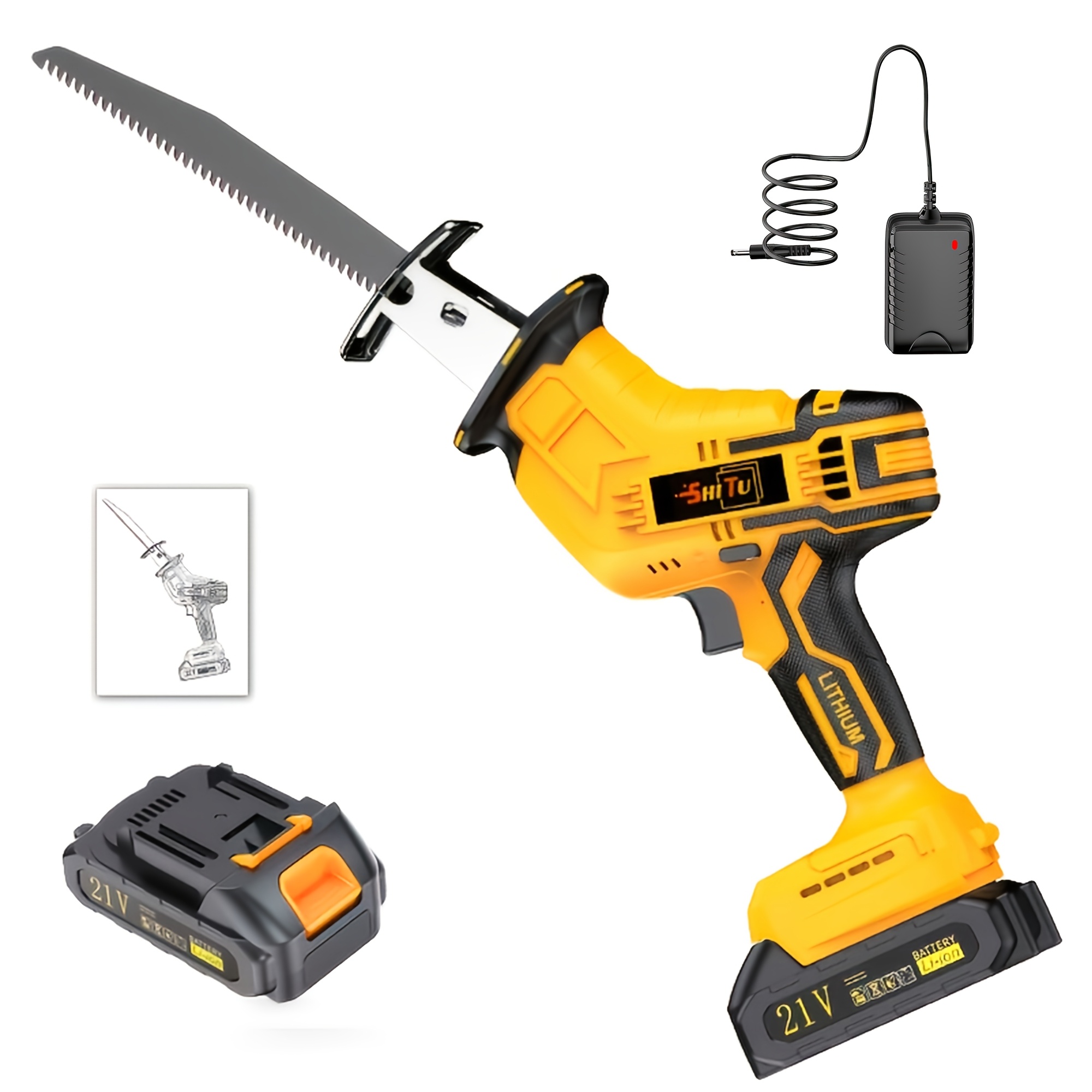 TEMU Lithium Electronics, Electric Cordless Saw, Cordless Saw Blade, Cordless Reciprocating Saw, Optional Additions, Suitable For Home And Outdoor