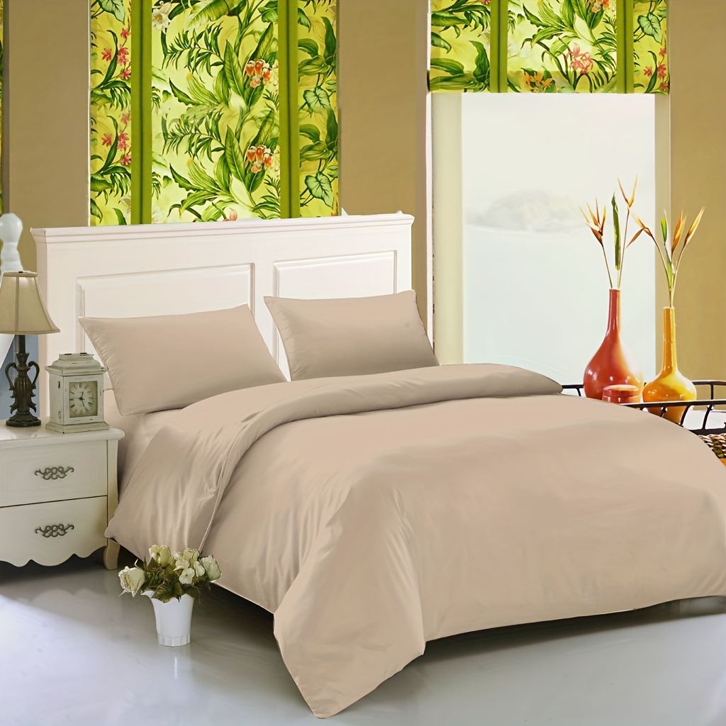 TEMU Juego de ropa de cama de 4 piezas en color sólido, sábana + sábana ajustable + 2 fundas de almohada, y cómoda, lavable a máquina, fácil de ,