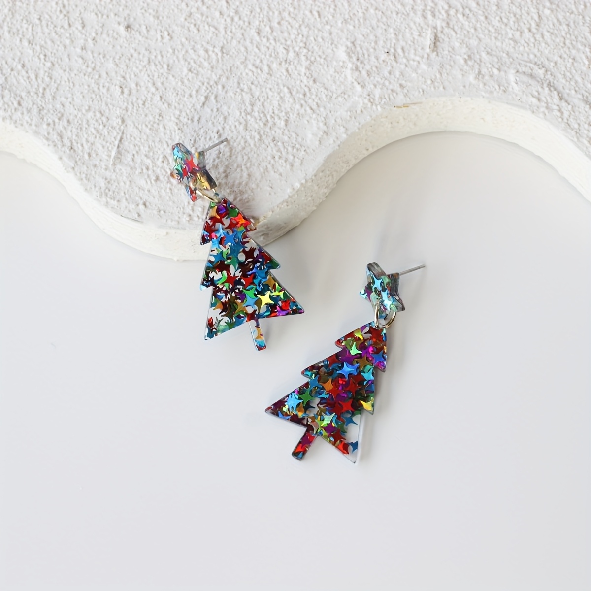 Sparkling Colorful Star Fragment Acrylic Drop Earrings for Women