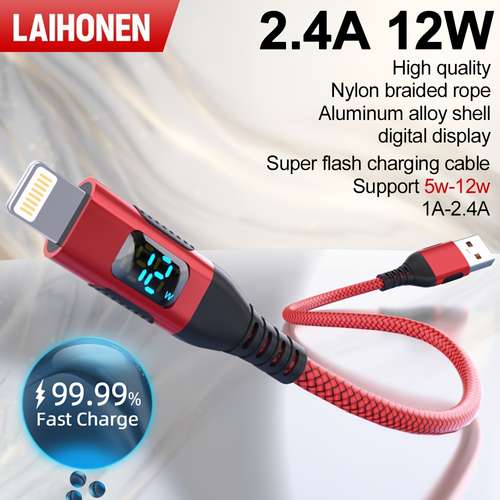 6FT Nylon Braided USB Fast Charger Data Sync Cable – For IPhone 12 11 XS XR X 8 7 6 SE – 3-Pack