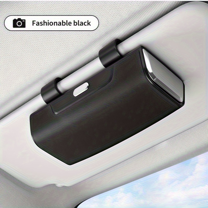 Image of Sun Visor Fashion Glasses Holder, Pu Leather Sun Visor Fashion Glasses Case, Glasses Protection Storage Box, Can Store Ai Glasses, Storage Organizer, Sedan Suv Van [black, Beige]