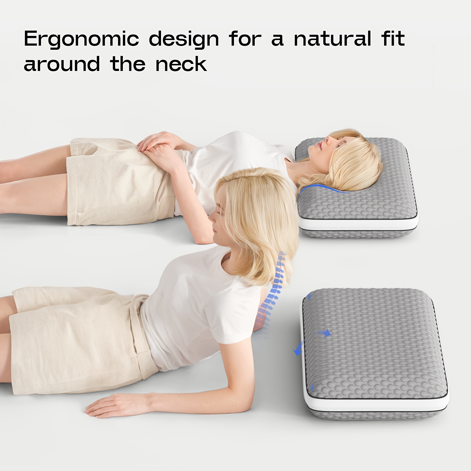 1pc Ice Fiber Dual-Sided Pillow - Ergonomic Support for All Sleeping Positions, Breathable Cooling Design, Machine Washable, Grey, Allposition Support, Sleek Modern Design, Zipper Closure