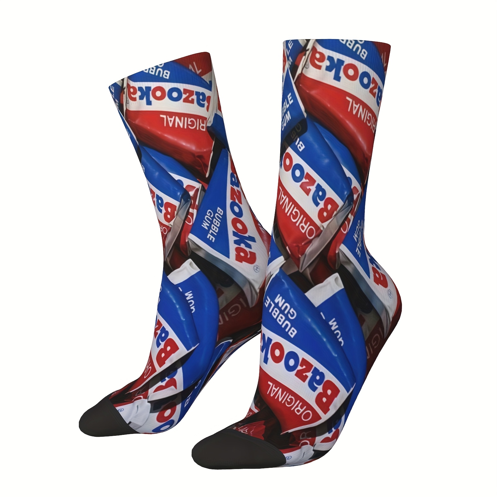 

3d Candy Print Mid-calf Socks, Polyester And Elastane , Knitted - , Funny Socks