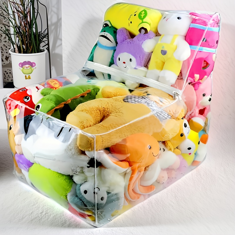 Image of Single Transparent Lounge Chair Storage Bag, As Chair And Storage Unit! Suitable For Storing Textile And Clothing Items, Simple And Stylish, An Easy-to-use Lounge Chair