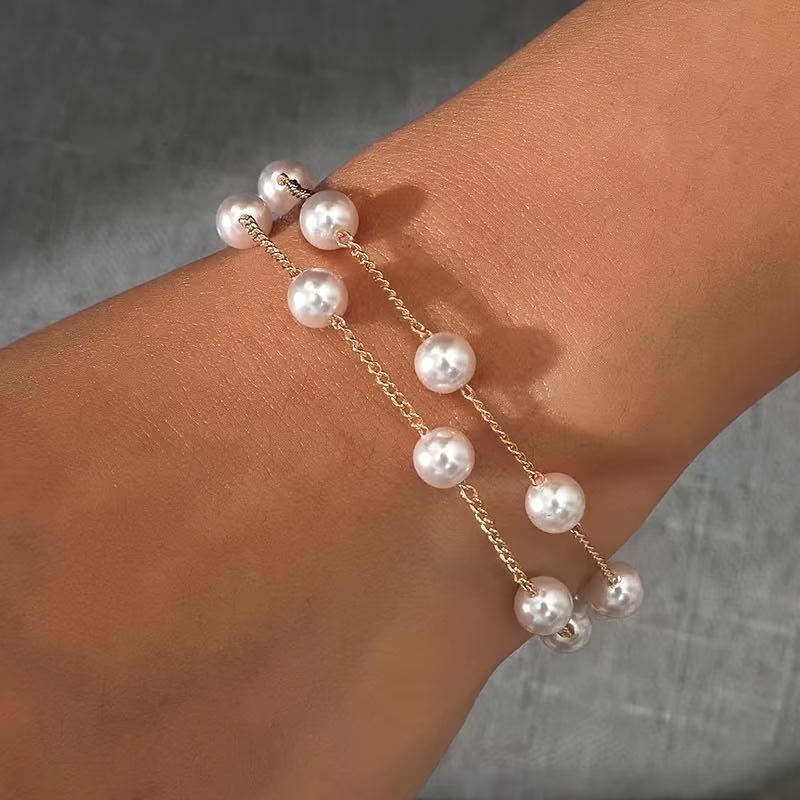 TEMU Simple, Elegant, Cute Ladies' Casual Fashion Vacation Chain Double-layer Bracelet, Give Your Lover A Mother's Day Valentine's Day Gift Bracelet
