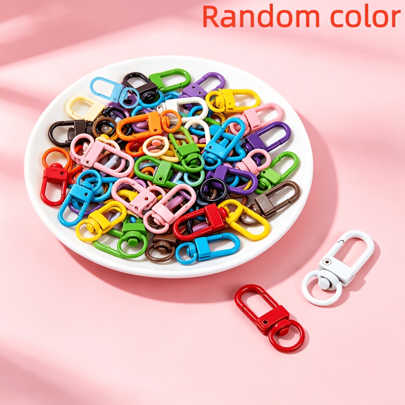 TEMU 90pcs Crochets à Ressort Rotatifs Boutons de Déclenchement Fermoirs Clips de Corde Suspendus pour Porte-clés Sangles de Portefeuille Sacs