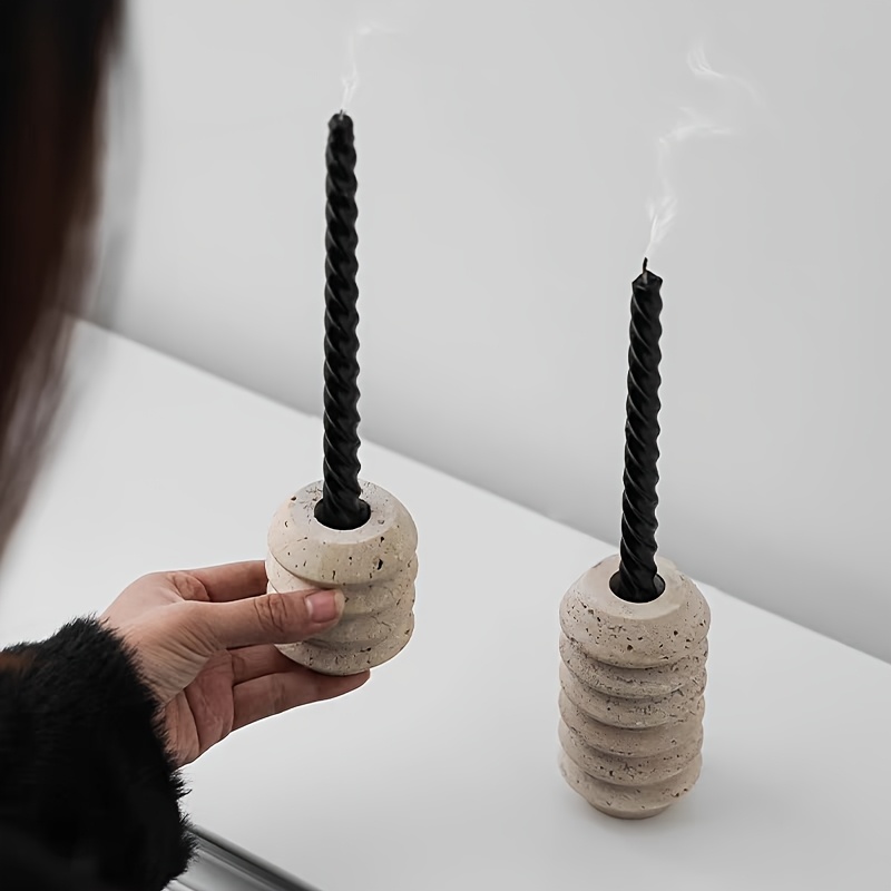 One Natural Marble Candle Holder | Classic Roman Travertine Candle Stand, High Aesthetic Craft Decor, Suitable For Home And Commercial Use, Weddings, Parties, Festivals Perfect Decoration