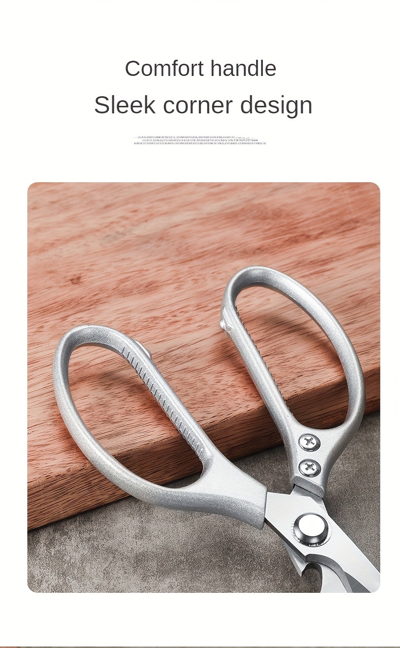 a   steel kitchen scissors for home use suitable for cutting chicken duck and fish     with fish scale scraper a small kitchen tool accessory details 2