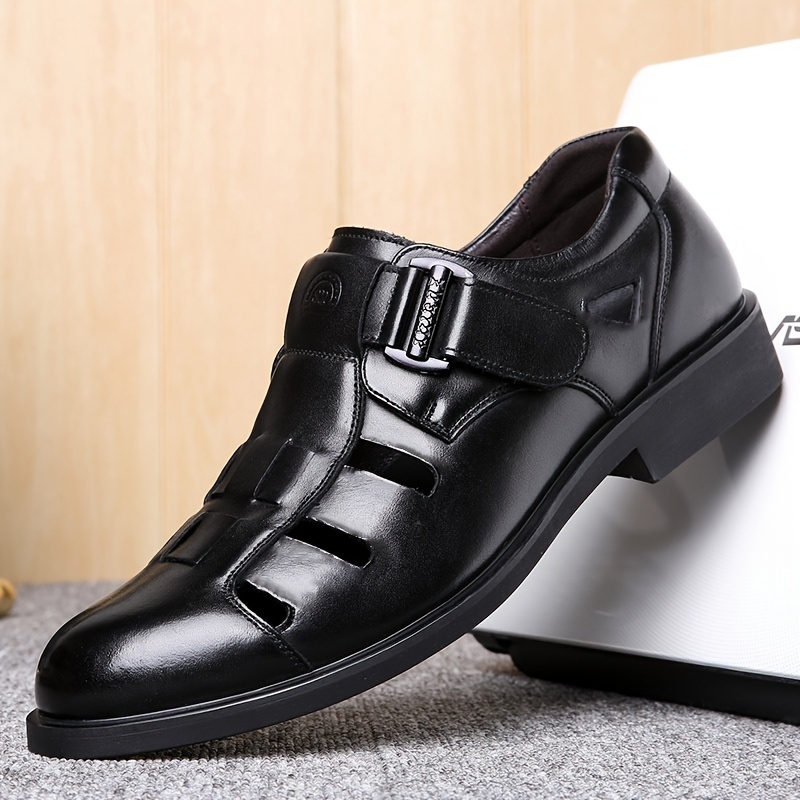 

Men's Solid Colour Adjustable & Breathable Monk Shoes, Comfy Non Slip Durable Rubber Sole Durable Shoes, Men's Footwear
