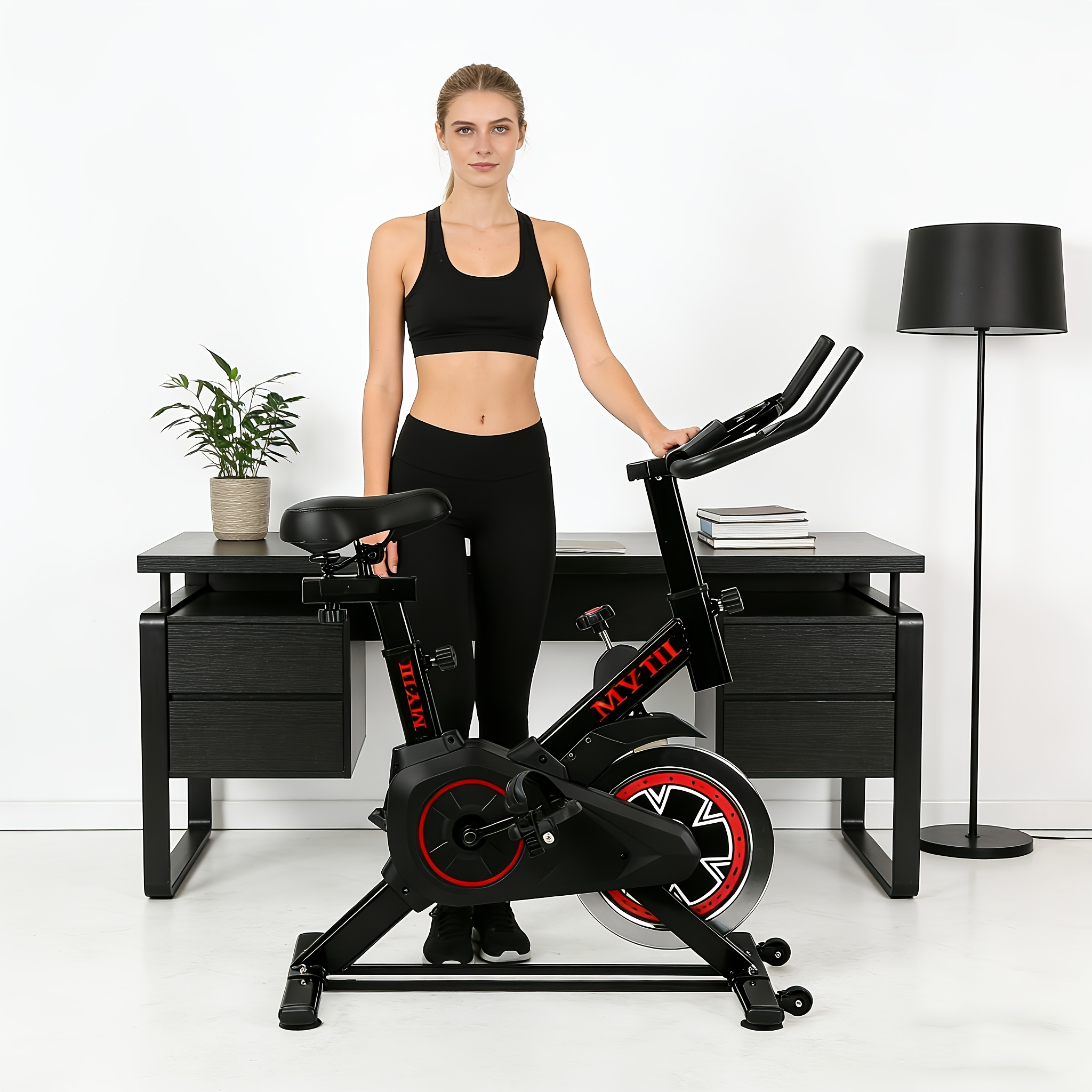 Image of Indoor Exercise Bike With Thick Comfortable Frame, Sturdy Pedals, And Compact Space- Design. Suitable For Home Gyms, Apartments, Or Commercial Use, With , Without Battery