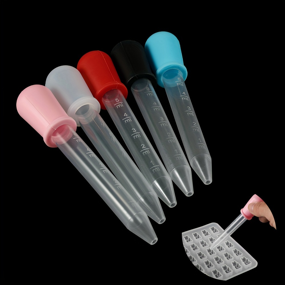 

Pipettes compte- en silicone transparent : 5 ml graduées pour résine époxy, moules à bonbons, outils de fabrication de bijoux