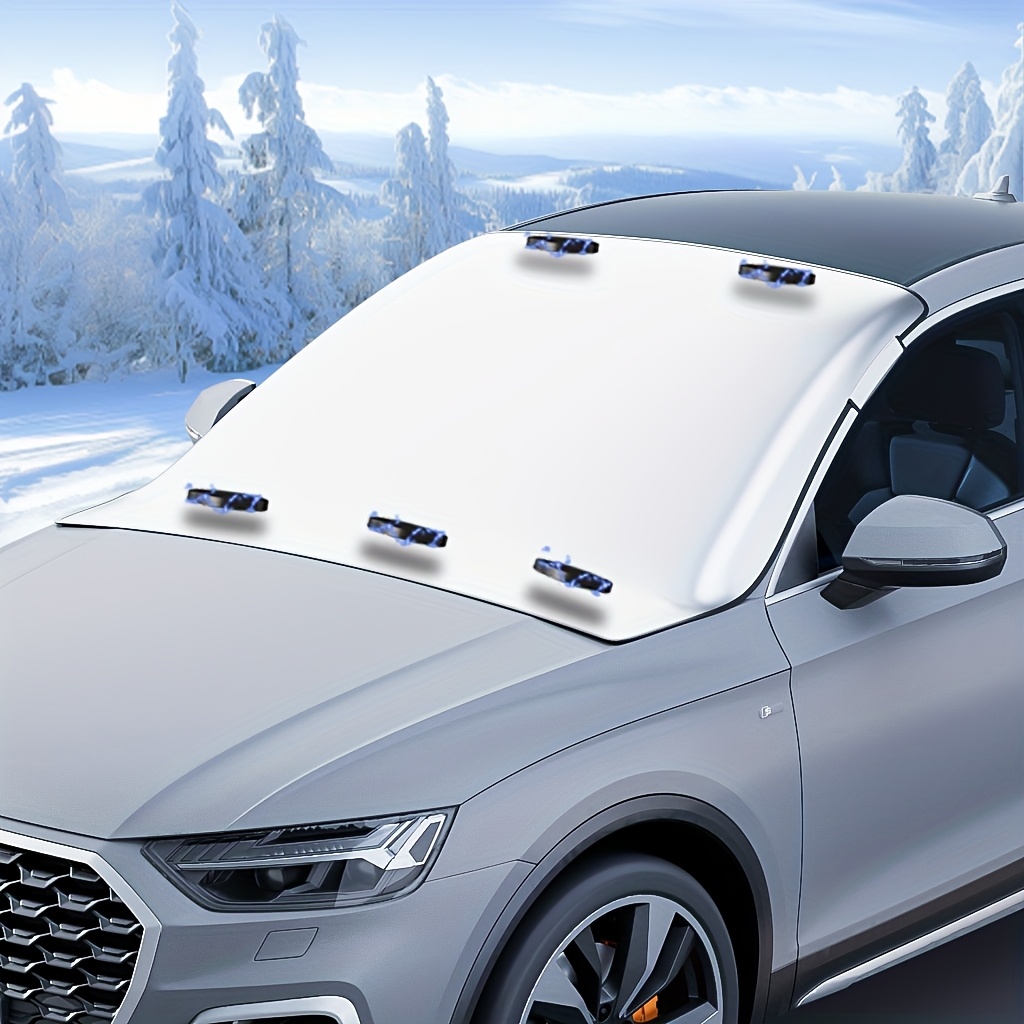 E-shop Auto Windschutzscheibe Schneeschutz, Schnee-/Frost-/UV-/Sonnenschutz, Magnetisch, Dickes PVC Windabweisend, Schnelle Schneeentfernung,