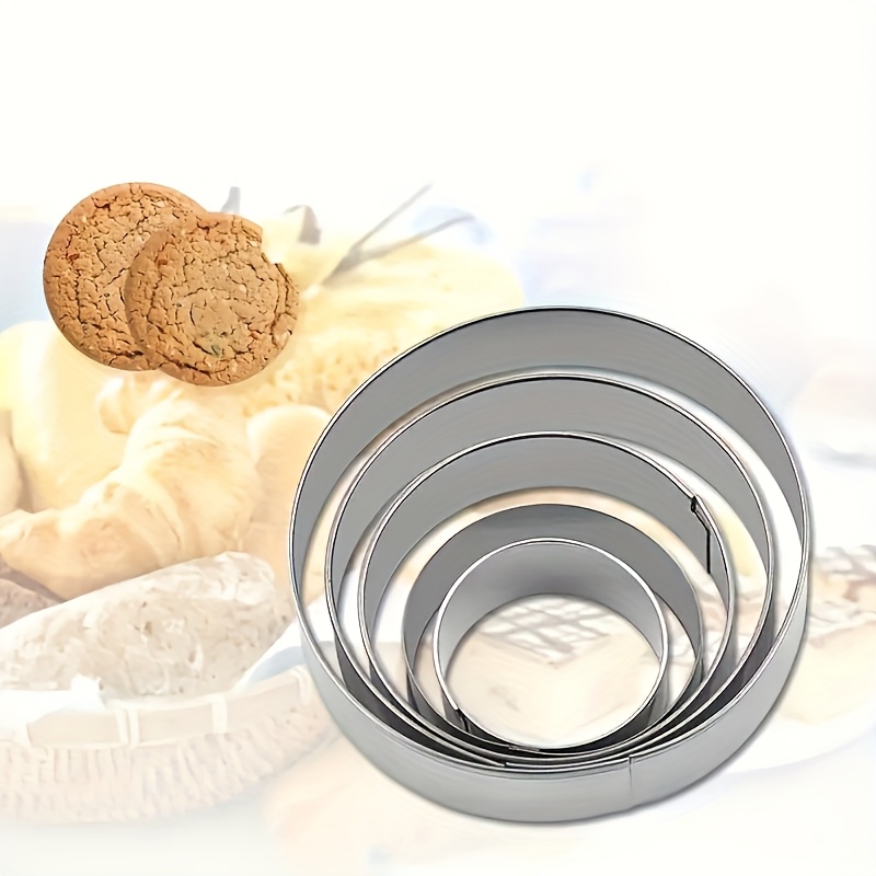 Image of 5pcs Stainless Steel Round Dumpling Mold Set - Perfect For Making Dumplings, Dough Wrappers, , And Biscuits , Best For Christmas, Perfect For Thanksgiving