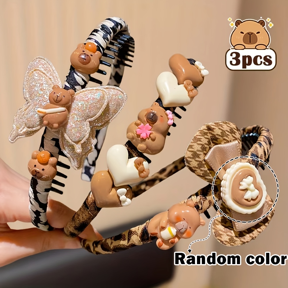 3pcs Multicolor Capybara Headbands Suitable For , Cute Headbands, Fashionable Women's Great Value Headwear