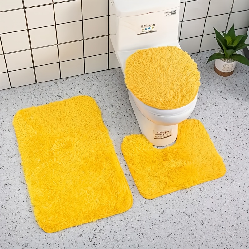 

3pcs Plush Bathroom Floor Mats, Bathroom Anti-slip Absorbent Mats, Bathtub Floor Mats, Shower Door Mats, Memory Foam Mats, Washable Carpets, Bathroom Carpet Set