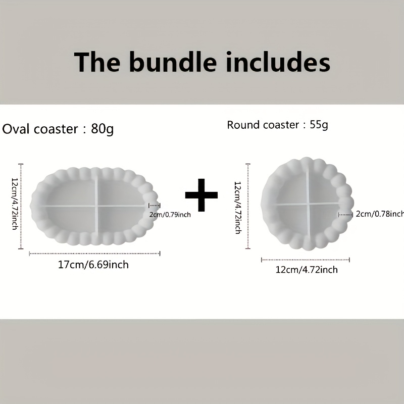 2pcs Diy Oval Silicone Mold, Suitable For Resin, Plaster, And Cement Crafts - Bubble Tray Coaster Casting Tool