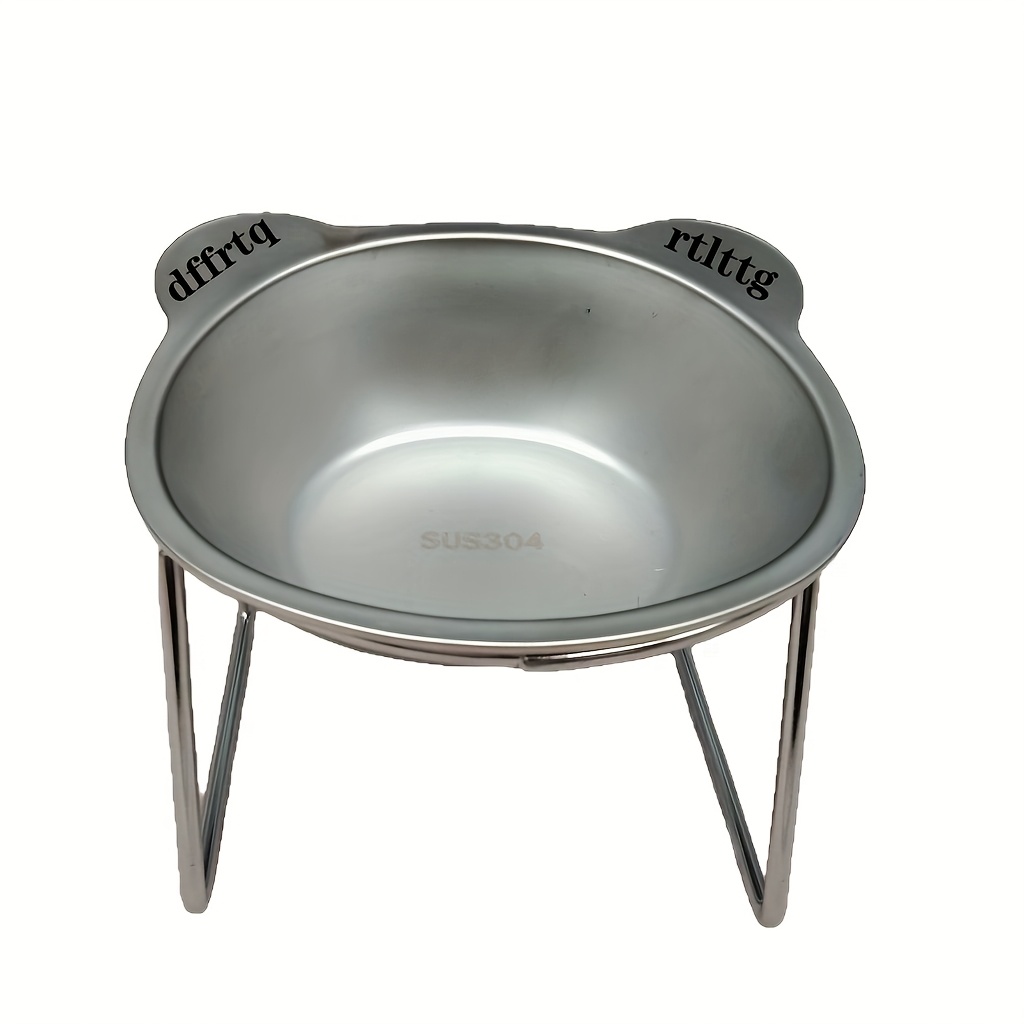 TEMU Custom Pet Supplies For Cats And Dogs, 304 Stainless Steel Elevated Drinking And Feeding Bowls With A Slanted Design