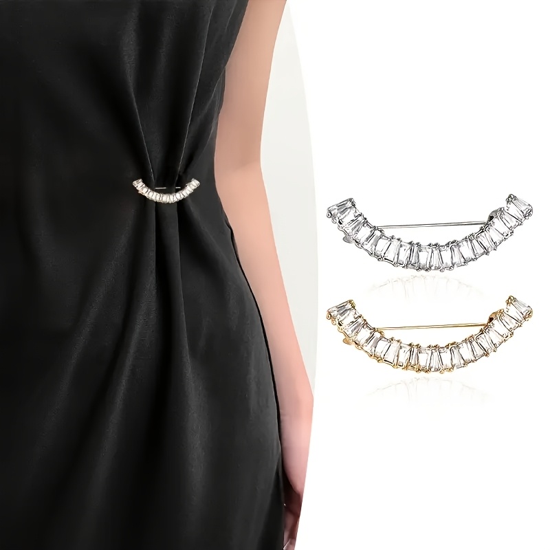 E-shop 2 Stück - Exquisite, vielseitige, golden-silberfarbene, lächelnde Sicherheitsnadeln, Hose Jeans Mode Legierung Verstellungs Schnalle,