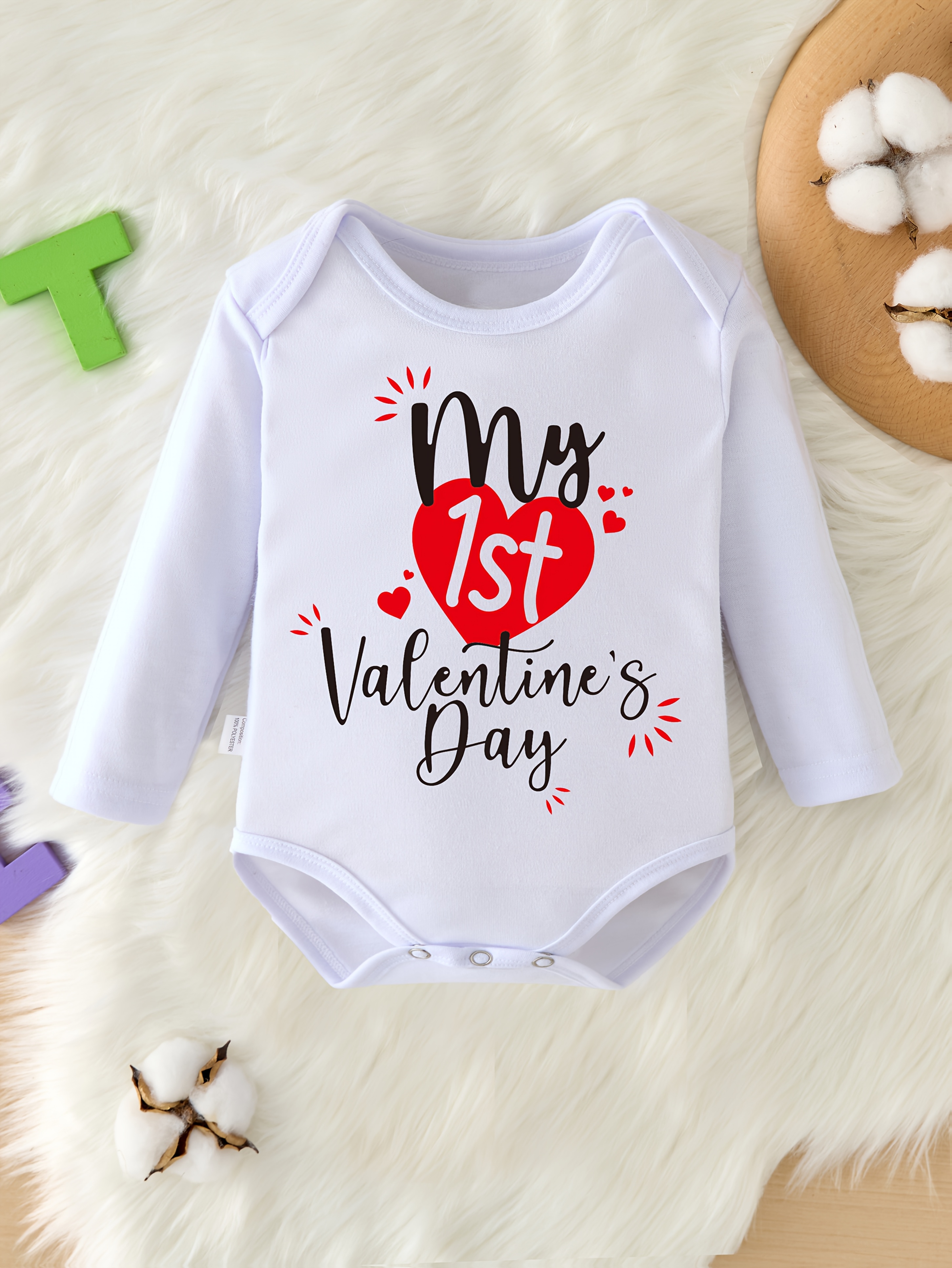 1pc babys 1st valentines day romper cute alphabet print long