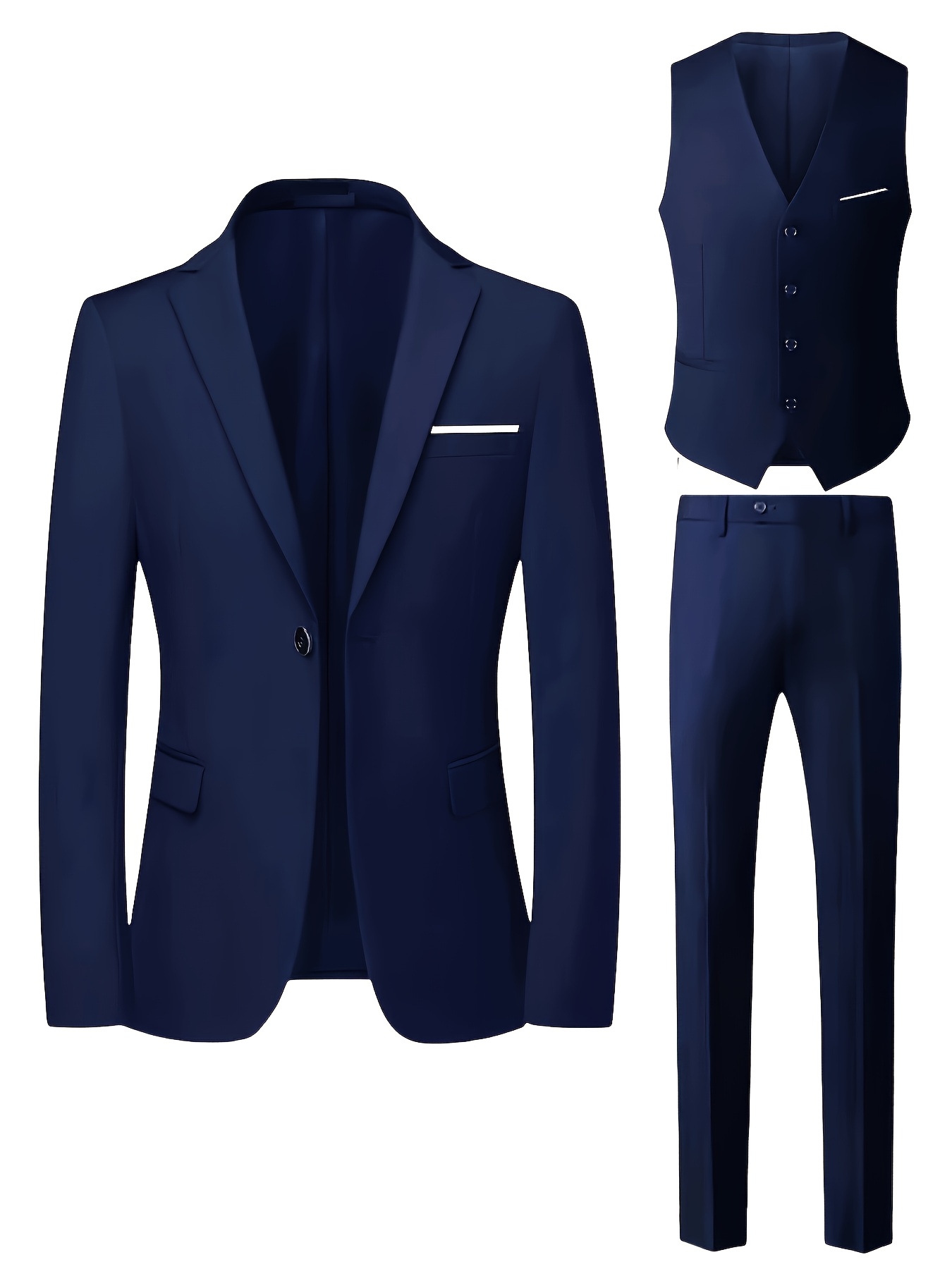 Men'S 3pcs Suit, Including a Blazer, Vest, And Trousers, Stylish And High-Quality.