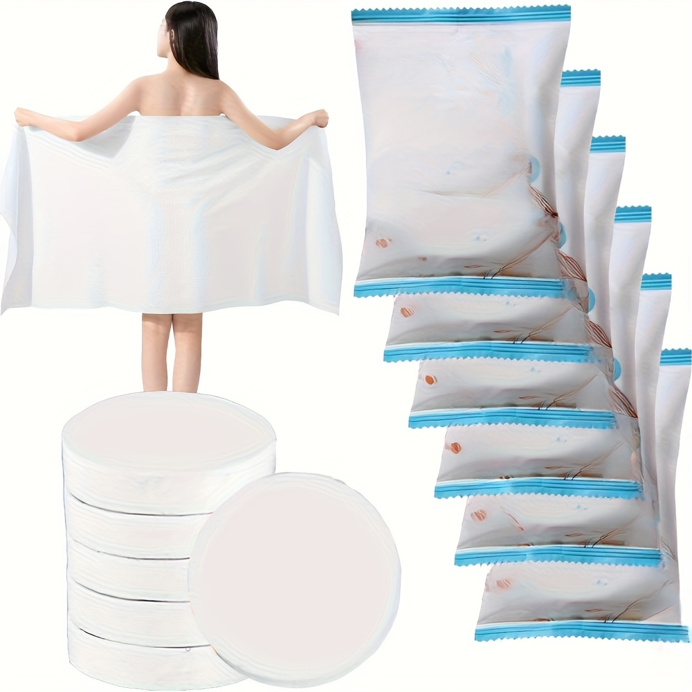 item picture 6 pack large compressed towels 48 x 20 reusable disposable portable thick paper towels for hiking camping beach swimming and travel