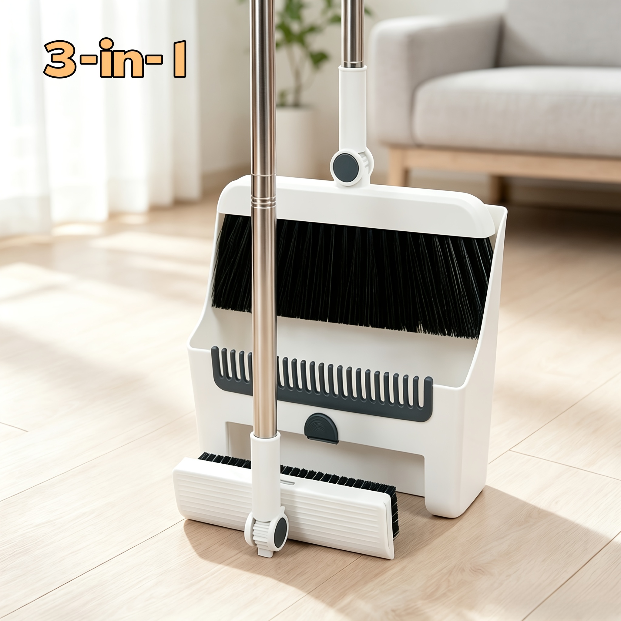2-in-1/3-in-1 Foldable Broom And Dustpan Set, 180° Rotating Head With Non-sticky Comb Teeth, Removal, Suitable For Dorms, Homes, Offices, And Multiple