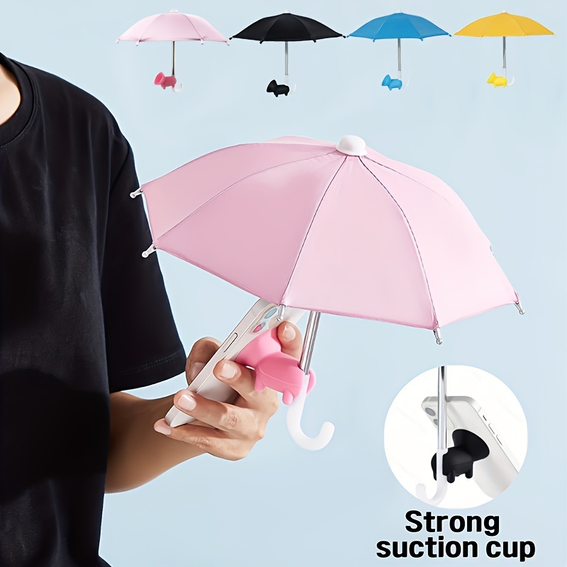 

Mini Silicone Umbrella Phone Holder With Universal Suction Cup, Outdoor Anti-glare Sun Shield For Smartphones, Non-waterproof Sunshade Protection Accessory