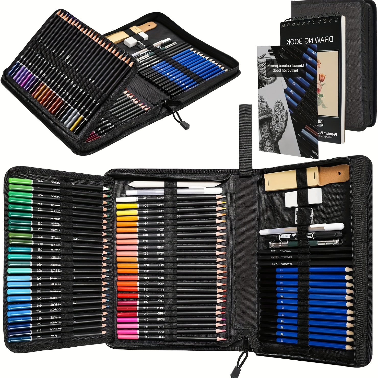 

97 Set, Colored Pencils Drawing Set For Beginners, Professional Set Including Colored Pencils, Sketching Pencils, Graphite And Charcoal Pencils And Accessories