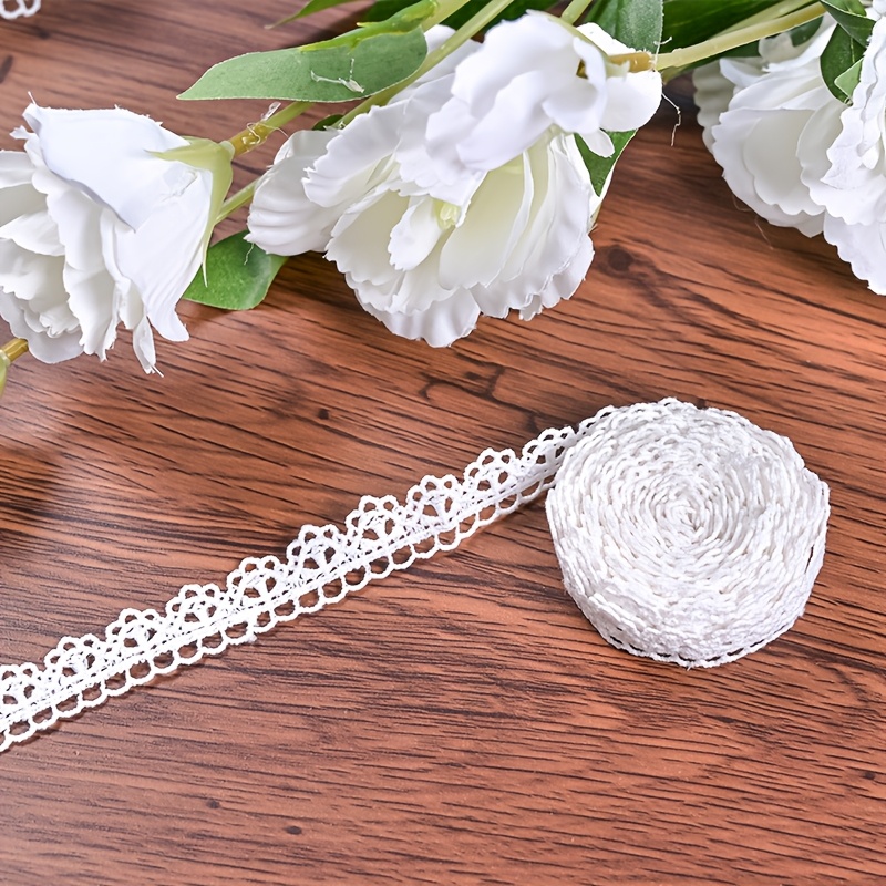 

White Polyester Hollow Lace Trim - 354" Wide Floral Pattern Embroidery Lace Ribbon For Diy Crafts, Sofa & Curtain Accents, Lace Fabric