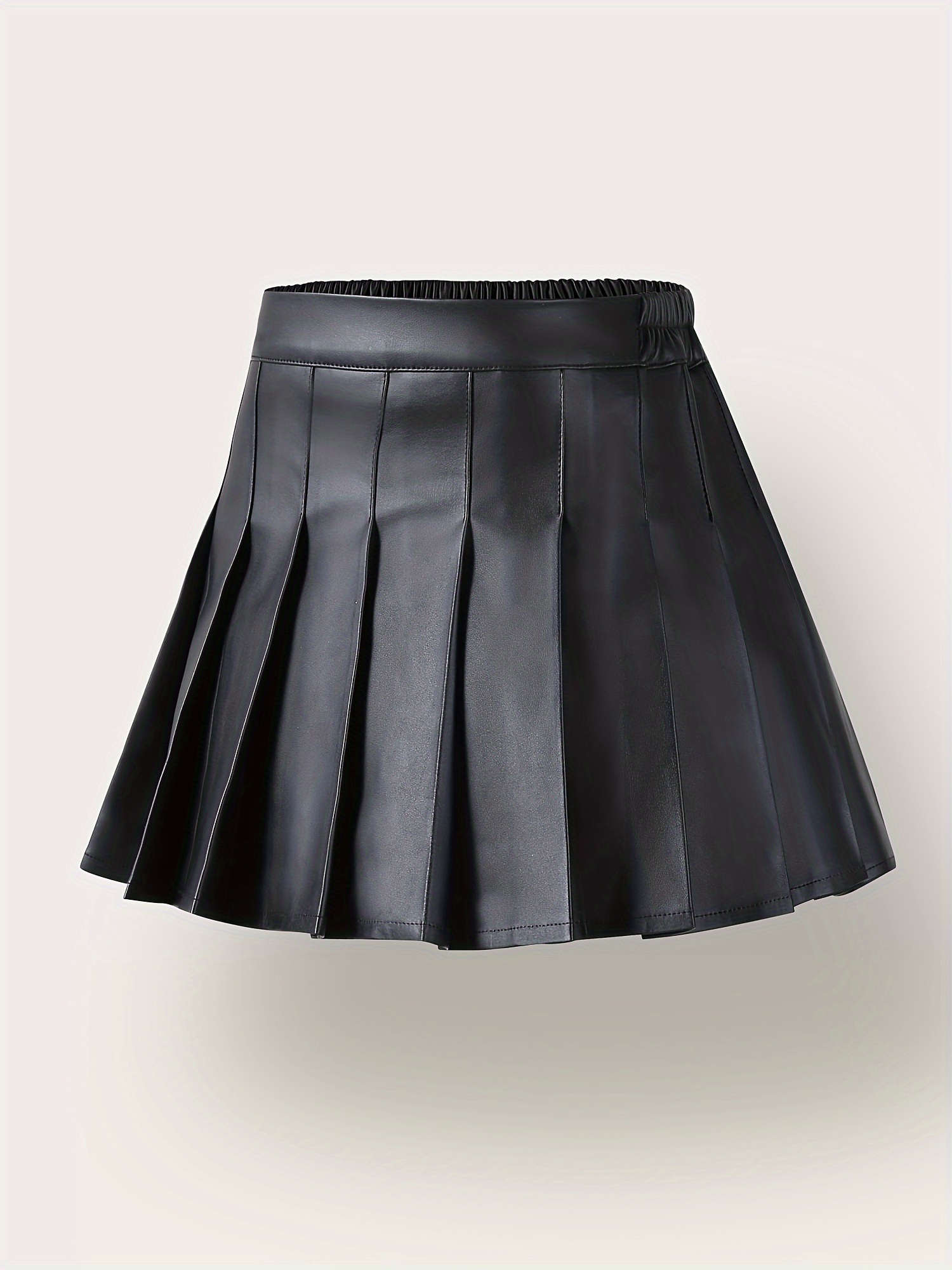 Girl'* color half skirt PU Leather pleated skirt with safety pants,  fashionable party gift,durable&*