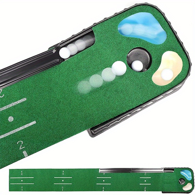 Golf Putting Mat with 3 Balls and Auto-Return Track