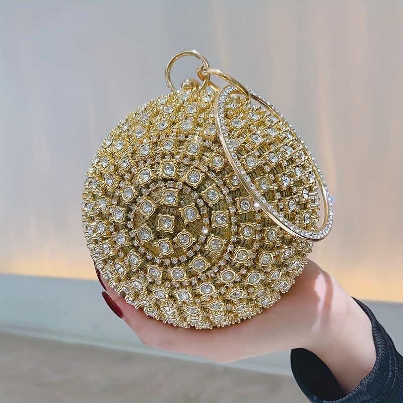 

Luxurious Dinner Bag With Inlaid Diamonds, Round Small Bag, Ball-shaped Banquet Bag, Dress Bag With Diamonds, High-grade Carry-on Small Bag