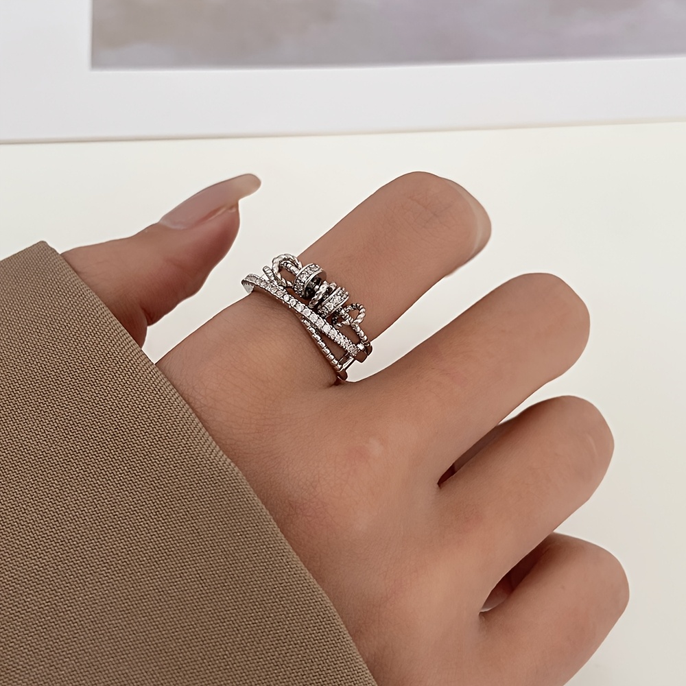 TEMU A Stylish And Versatile Women's Ring Featuring Zirconia Stone Set In -ring Design With Multiple Adjustable , Wear