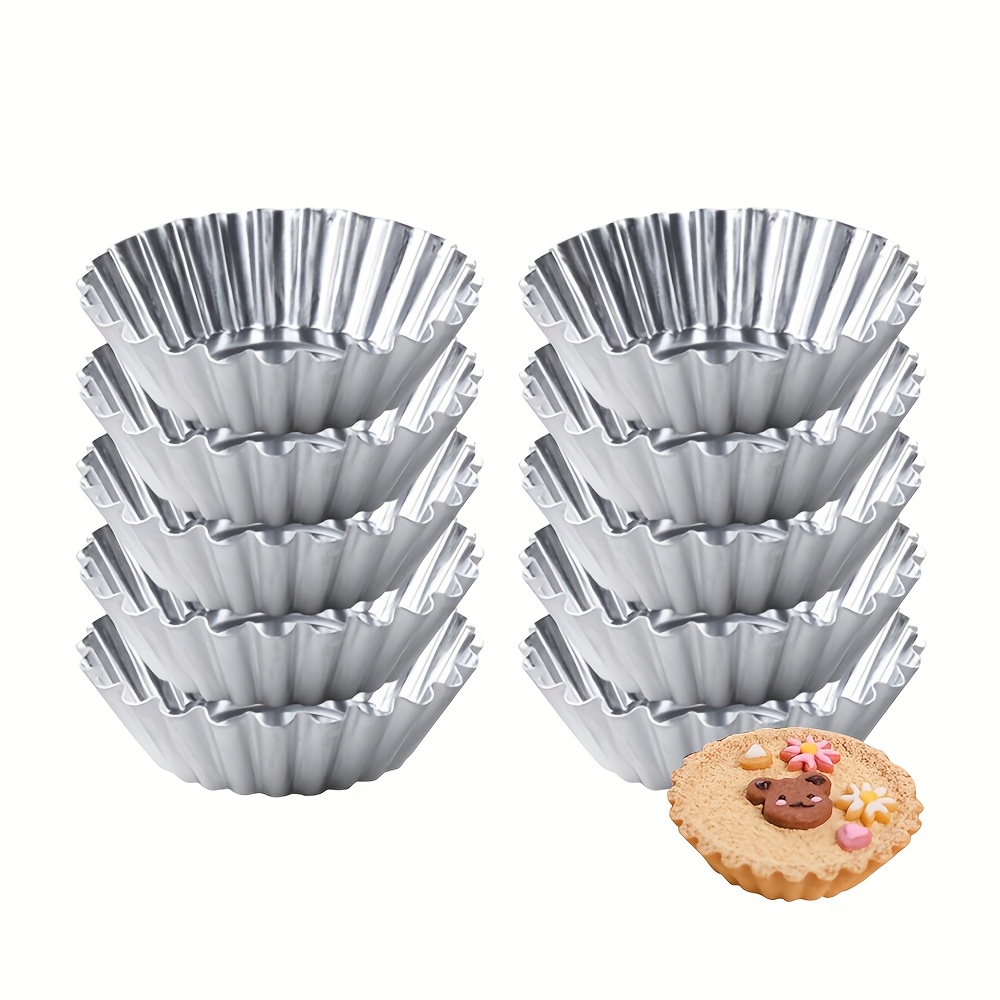 

10pcs Reusable Stainless Steel Baking Cups, 3.8 Inch Fluted Muffin & Tart Molds - Weddings, Oven Safe, Kitchen Accessories & Baking Tools, Baking Accessories