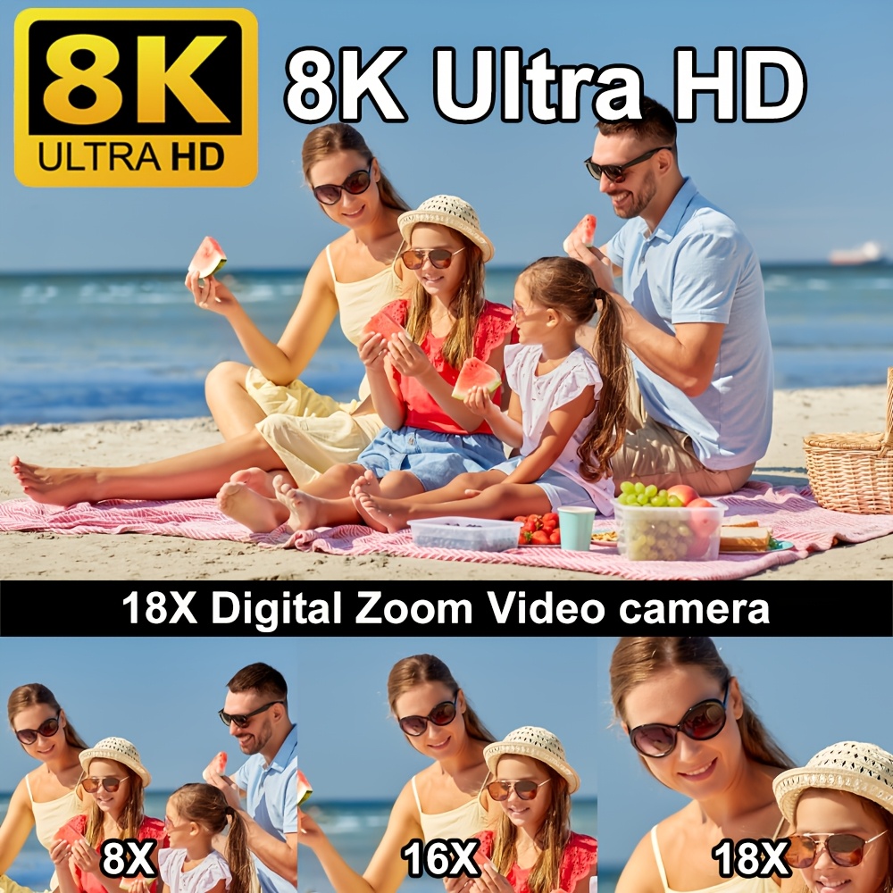 Cámara Digital Mejorada 8K Full HD, Compatible con WiFi, Batería de 1500mAh, Tarjeta SD de 32GB, Cámara Digital 18X 15/30/60FPS, Cámara de Red 48.0MP, Cámara de Grabación de Video