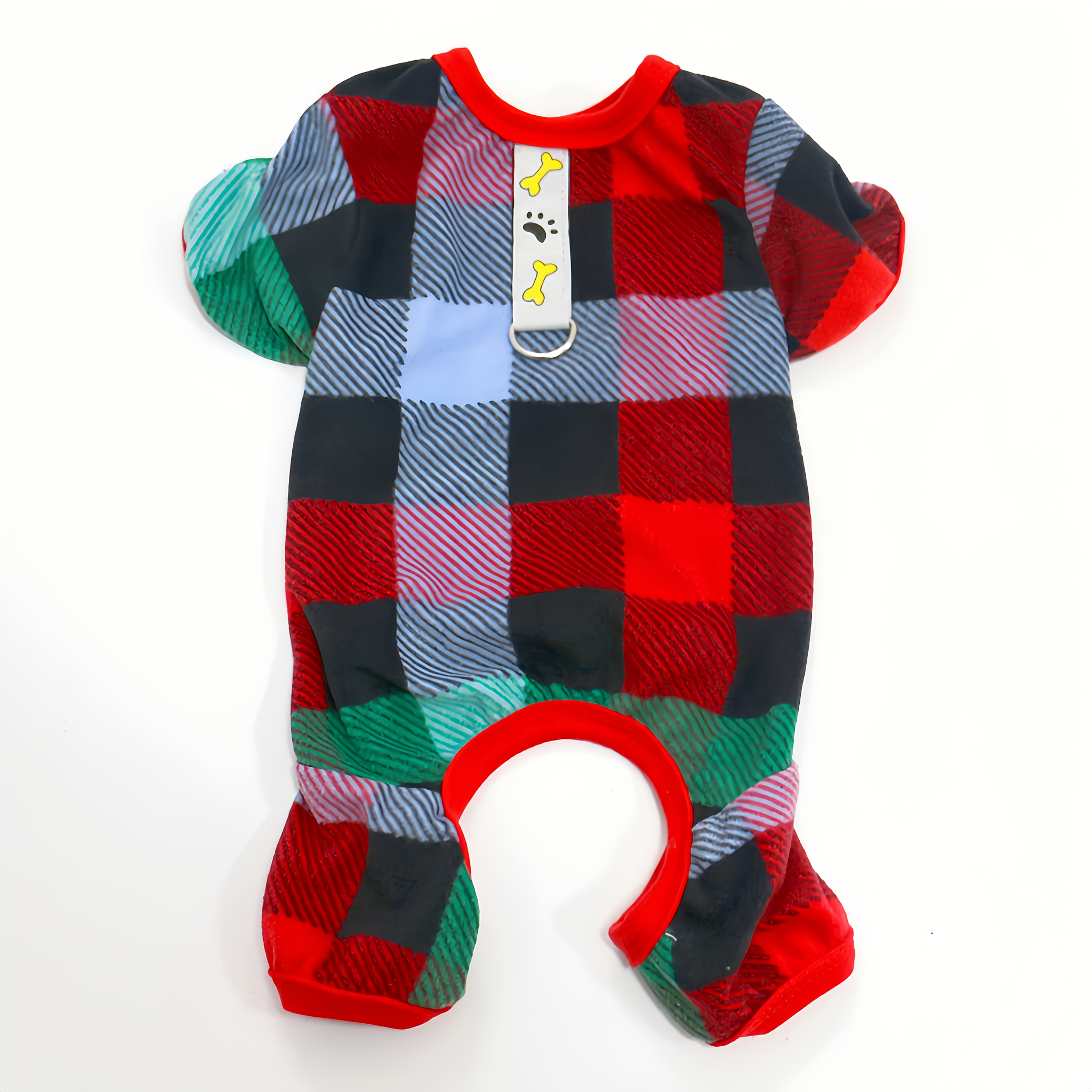 TEMU 1pc Plaid Contrast Color Dog Clothes Comfortable Soft Pet Four-legged Suit Suitable For Small Pets Daily Wear