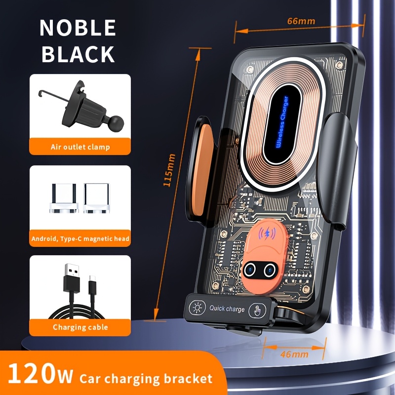 TEMU Wireless Car Charging Stand 40w Fast Charging Auto Clamping Car Charging Mobile Phone Holder With Function Usb-c Wireless Charger For Iphone And