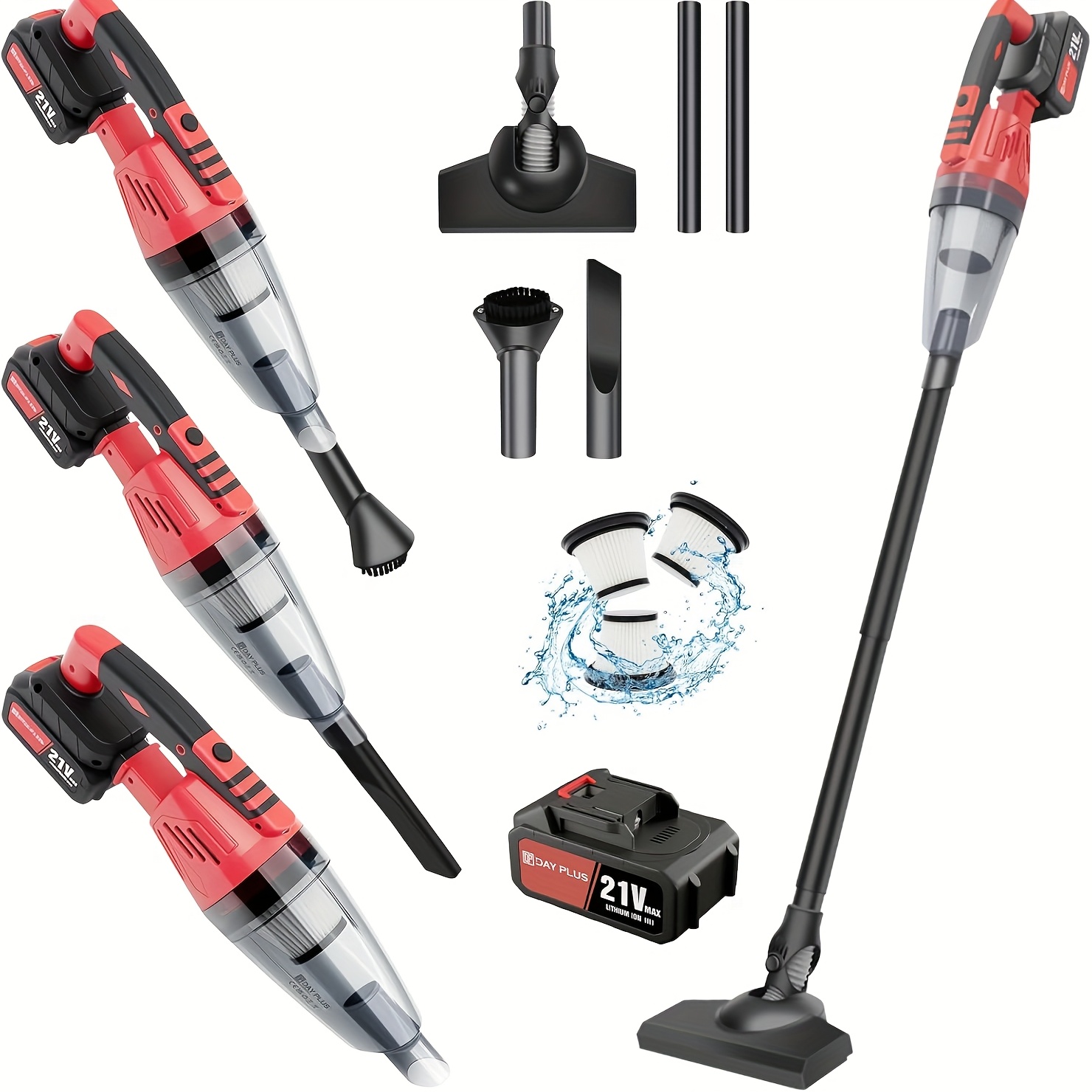 Image of 8000pa Powerful Suction Cordless Handheld Car Vacuum Cleaner, Portable Lightweight Car Hoover, 2 Pack 2200mah Powered, 65w Handheld Vacuum Cleaner For Car With Hepa Filter, , Usb Cable, Black