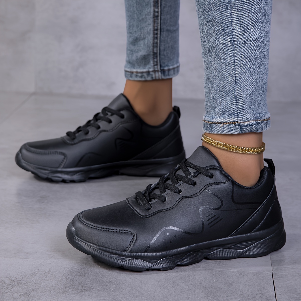 Trendy Black Lightweight EVA Sole Women'S Casual sneakers