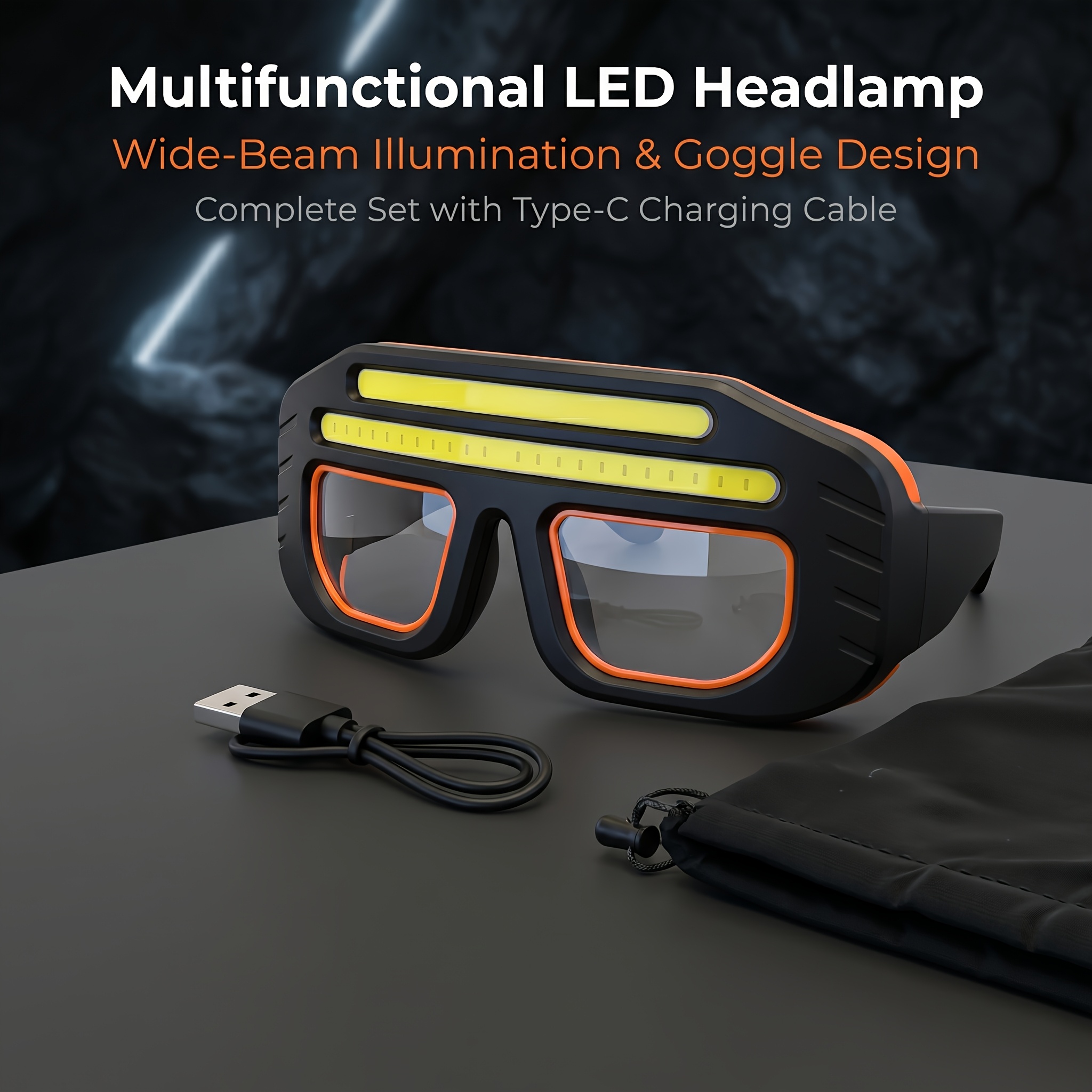 Head-mounted Multi-functional Headlamp, Featuring a New Type of Polymer Lithium Battery and a Protective Eyewear Design, with 3 Lighting Modes. It Is Portable and Convenient, Does Not Interfere with Work. Head-mounted Cycling Headlamp