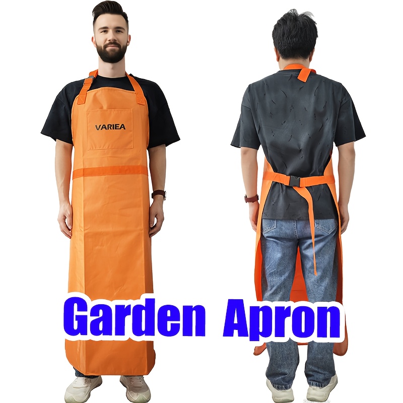 TEMU Variea - 1pc Heavy-duty Apron With Storage Pocket (orange), Gardening Apron For Men And Women - Durable Apron Material, High-quality Apron -