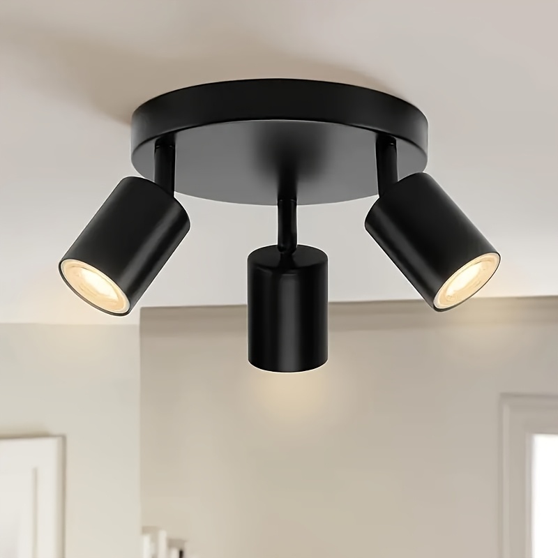 Black Spot Lights, Circular Bedroom Kitchen Light, Industrial Hallway Light Bar - Adjustable Indoor Spot Lamp, Not Bulb